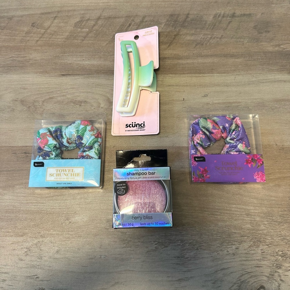 Hair‎ Lot Shampoo Bar, Towel Scrunchies, Claw Clip NEW